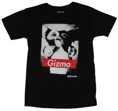Gremlins Mens T-Shirt – Black and White Gizmo Photo W/ Red Name Bar
