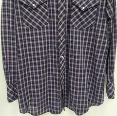 MILLER WESTERN WEAR Stud Snap Close Lg Sleeve, 3 snap cuff SZ161/2-34 BLUE PLAID