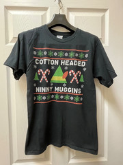 Port & Company Elf Sz S Christmas Sweater 100% Cotton Screen Print Ninny Muggins