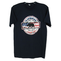 Smartex Cali Life Bear Flag Short Sleeve Black Crew Neck Shirt Cotton Medium