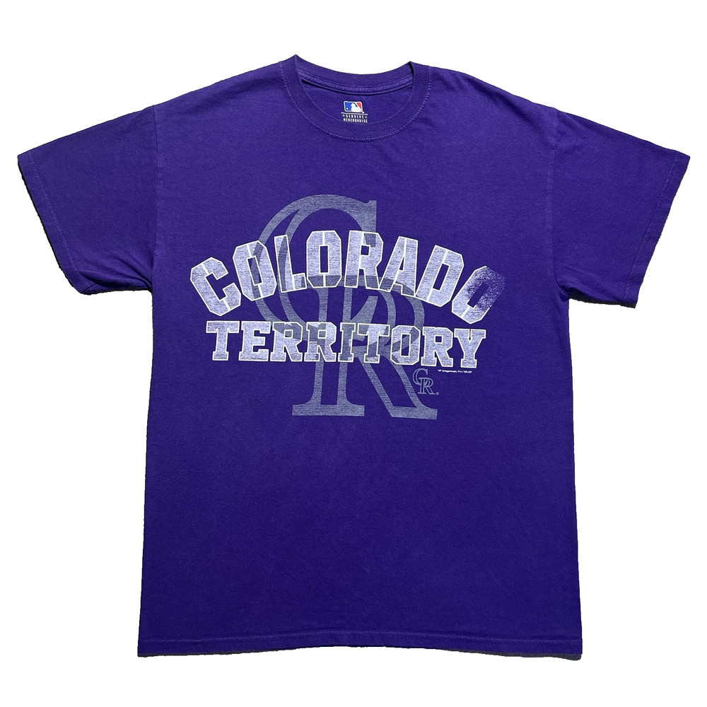 Vintage Colorado Rockies T Shirt Mens M Purple Colorado Territory MLB Y2K