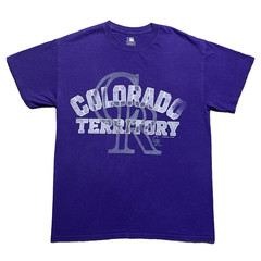 Vintage Colorado Rockies T Shirt Mens M Purple Colorado Territory MLB Y2K