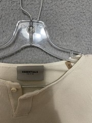 Essentials Fear Of God Waffle-Knit Mens Medium Shirt Henley Long sleeve Beige
