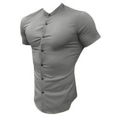 Plain Slim Fit Short Sleeve Casual Shirts Mens Social Business Dress Quick Dry T