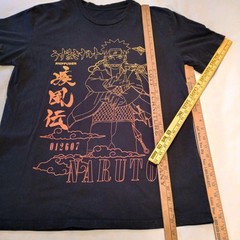 Naruto Men’s Black Anime T-Shirt Size L Graphic Print Jersey Casual, FUC
