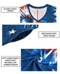 American Flag Plus Size Dresses for Women Short Sleeve Tie Dye 4Th of July Bl…