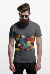 Geometric Retro Triangle Pattern T-Shirt | Abstract Colorful Design