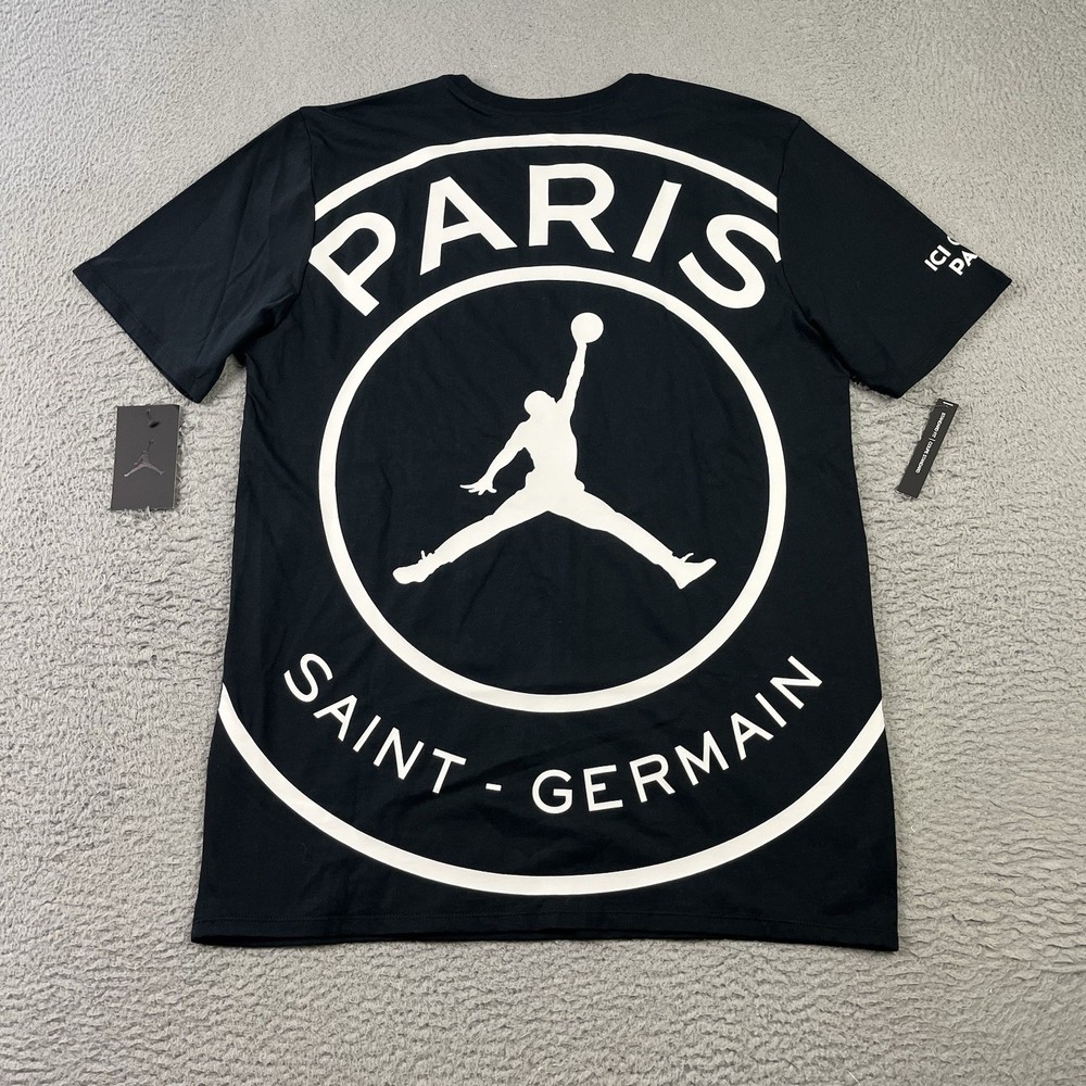 Nike Jordan Paris Saint Germain T Shirt Mens Large Black Jumpman Logo