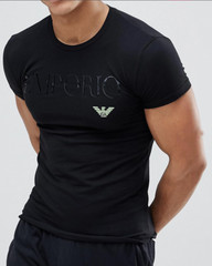 EMPORIO ARMANI New Black Men’s T-shirt Glossy print, size M*L*XL*XXL*3XL