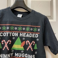 Port & Company Elf Sz S Christmas Sweater 100% Cotton Screen Print Ninny Muggins