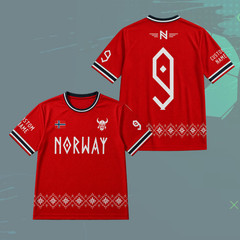 Red Norway Viking Soccer Jersey Custom Name Number Norwegian Shirt (S-5XL)
