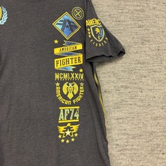 American Fighter Men’s Large T-Shirt LANDER Athletic Biker GYM Dark Grey MMA