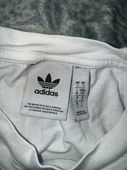 adidas Originals Trefoil Logo Graphic Tee White Cotton Crew Short Sleeve Sz S