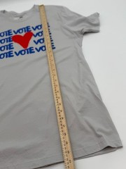 Unisex VOTE T-shirt light gray XL w/red heart and VOTE graphic repeat in blue