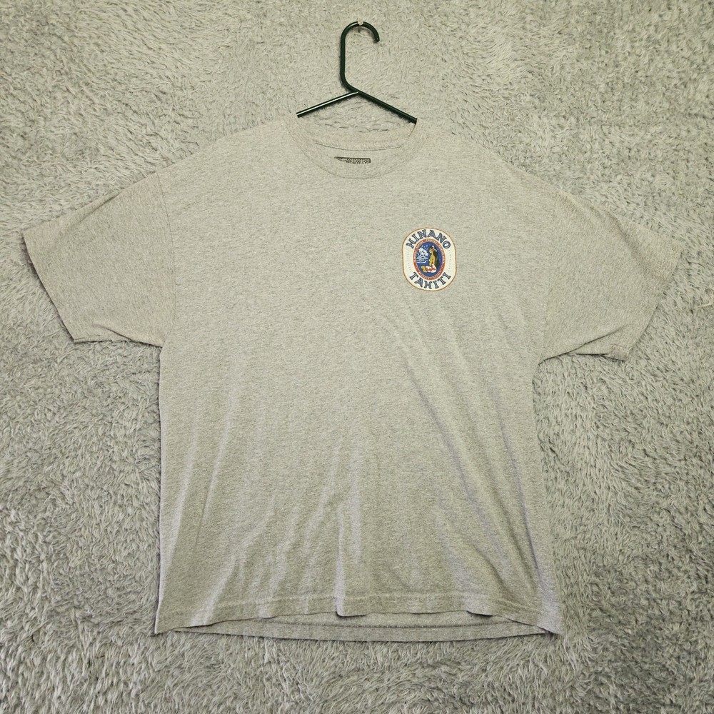 Hinano Tahiti T Shirt Beer Island Girl XL Gray Cotton *Armpit Stains