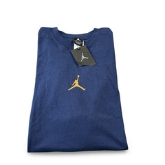 NWT VTG 2007 Nike Air Jordan Navy Blue & Gold Center Jumpman Logo Tee Mens Sz L