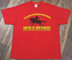 Vintage Mounted Shooting Tee USA Western Rodeo Horse Cowboy Graphic Mens L