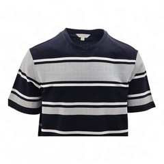 M&S AUTOGRAPH Pure Cotton Striped Textured T-Shirt