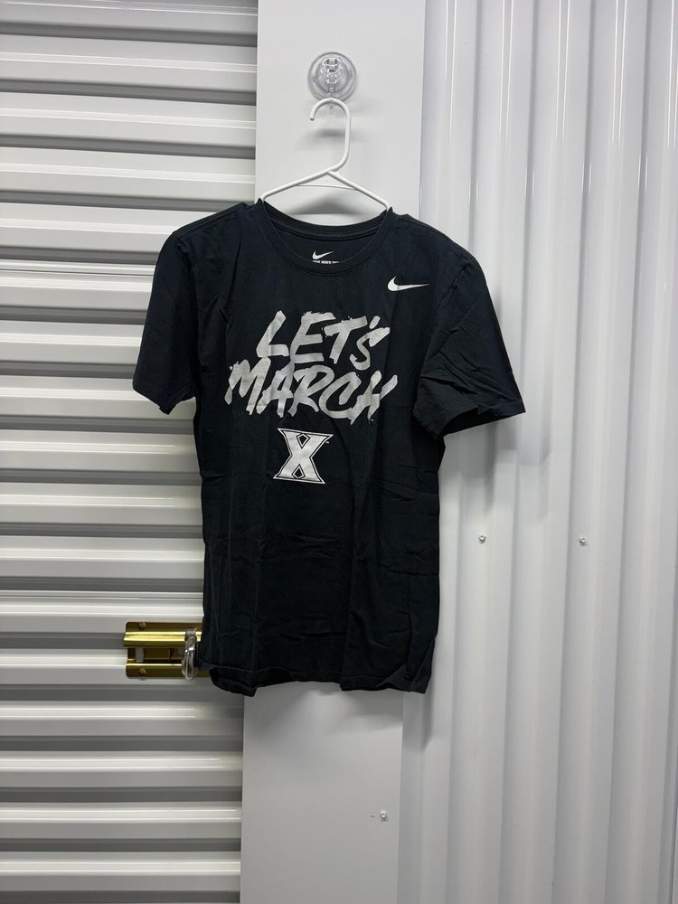 Nike Xavier Basketball “Let’s March” Nike T-Shirt Medium Blue NCAA Tee