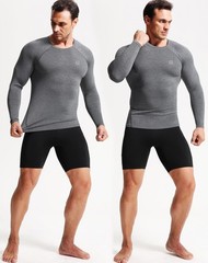 NELEUS Men’s 3 Pack Compression Shirt Athletic Running Shirts,5029,Black/Grey…