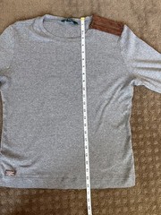 Lauren Ralph Lauren XL Gray Long Sleeve Shirt with Brown Shoulder and Elbow Pads