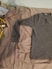 Wallace And Barnes Mens Large Gray Waffle Long Sleeve Henley Shirt