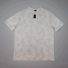 Express Men’s Relaxed Fit T Shirt White Beige Floral Print Size M Cotton