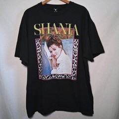Shania Twain Shirt L/XL Black Graphic T Country Music Singer Cat Print