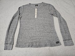 Diesel Industry Henley Stitched Nobel Gray Woven Long Sleeve Shirt SZ Large