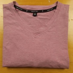 PUBLIC REC Mens V Neck T Shirt Short Sleeve Heathered Mauve Pink Pima Cotton M