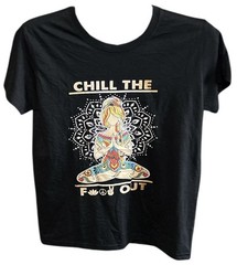 Chill The F Out Meditating Mandala Peace Sign Yoga Relax Small Graphic Tee Shirt