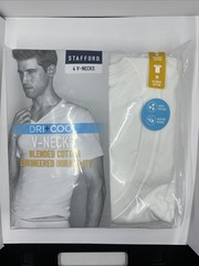 Stafford T Shirt Dry + Cool V Neck Blended Cotton M 4 Pack Undershirt Medium