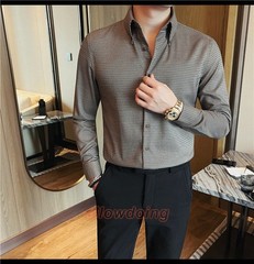 Men’s Long Sleeved Shirt Spring Fashion Slim Fit Business Casual Shirt Tops