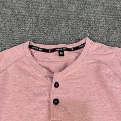 Public Rec Shirt Mens Medium Light Red Heather Short Sleeve Henley Pima Cotton