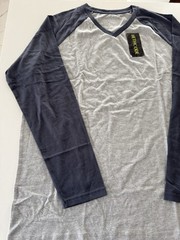 Men’s t-shirt Casual Vintage Long Raglan Sleeve V-Neck Running Hiking Baseball L