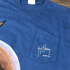 Guy Harvey Original Vintage Pocket T-Shirt Size Large Blue Fishing Shirt