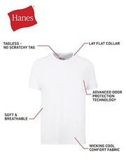 6 Pack Mens 100% Cotton Moisture-Wicking Crew Tee Undershirts,Medium White