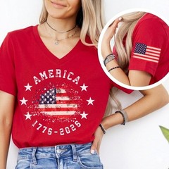 250th Anniversary of The United States Bella Canvas V-Neck Tee, USA Independence