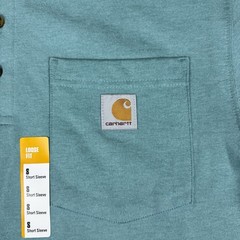 Carhartt Men’s S Loose Fit Pocket Henley T-Shirt Summer Blue Heather NWT TK0084