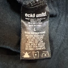 Ecko Unltd T Shirt Mens L Black White Polka Dot Cotton Straight Hem Short Sleeve
