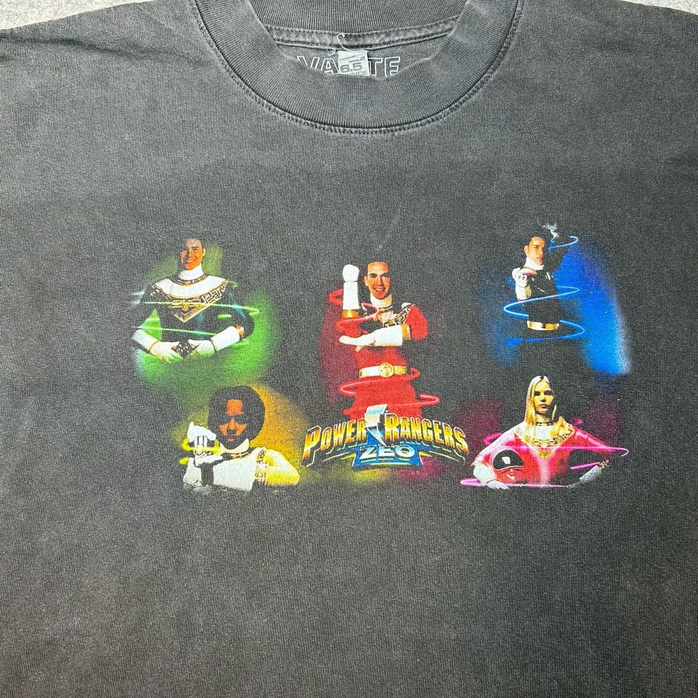 Retro vintage 6.5 Oz T Shirt Power Rangers Zeo Faded Black Medium Vante