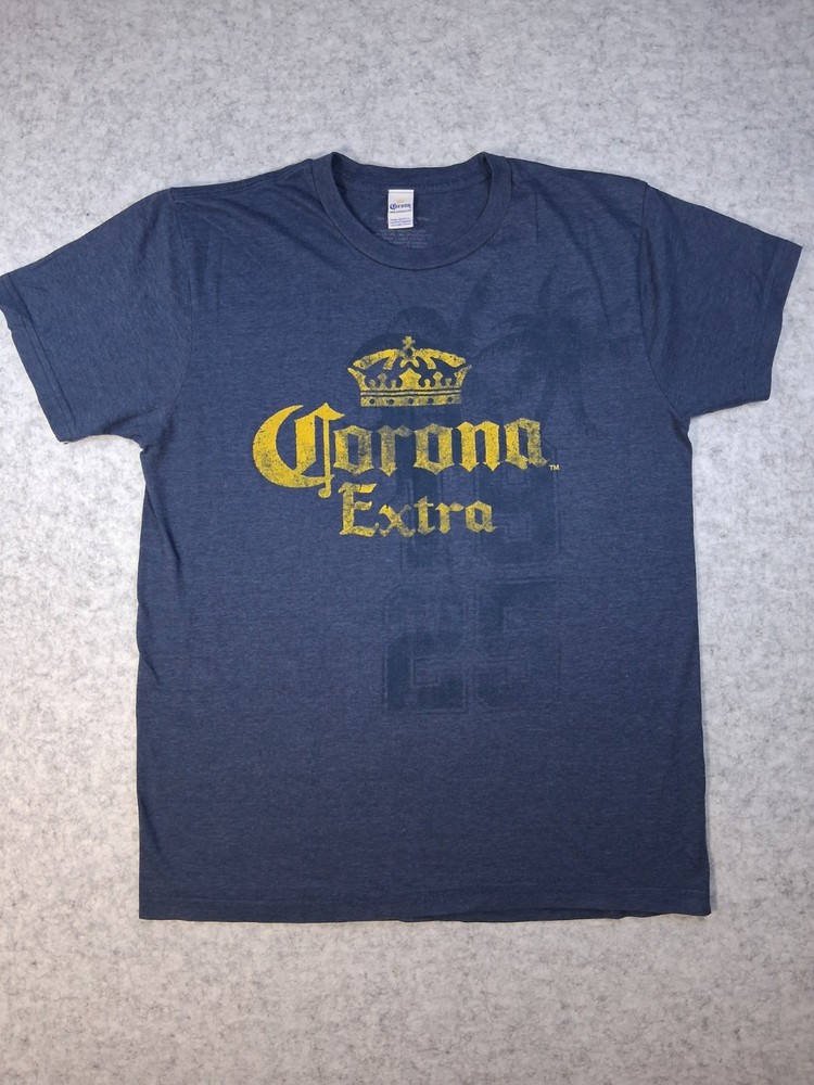 Corona Extra Beer Graphic Short T Shirt Men Large Blue Distressed Logo Brewery