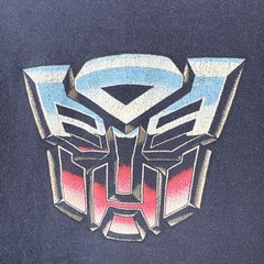 Vintage Transformers Shirt Mens Large Blue Cotton Autobot Logo Cartoon FOTL