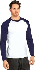 TOP PRO Men’s Full Length Sleeve Raglan Cotton Baseball T Shirt (2XL / NV/WHT)