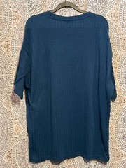 Manfinity Mens Textured Knit Navy Blue Short Sleeve Crew Neck T-Shirt Size L