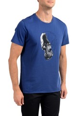 Just Cavalli Men’s Blue Graphic Print Crewneck T-Shirt US 2XL IT 56