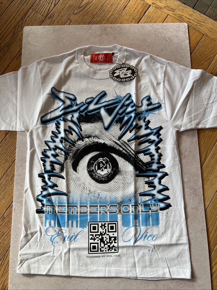 Evil Vice Members Only Men’s Med White Tee. Red Tag Limited Edition.