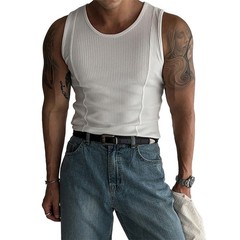 Male Top Mens Vest Casual Fitness Minimalist Regular Ribbed Sleeveless