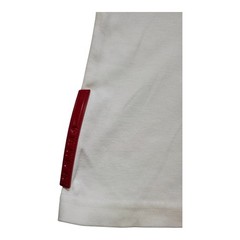 “Prada White LS Stretchable Polo Shirt Red Logo Patch”