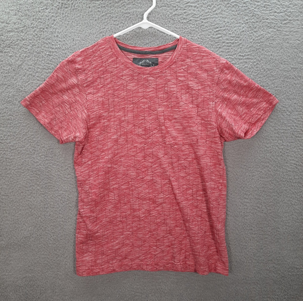 Bruno Shirt Adult Large Red White Geometric Lightweight Stretch Preppy Workwear